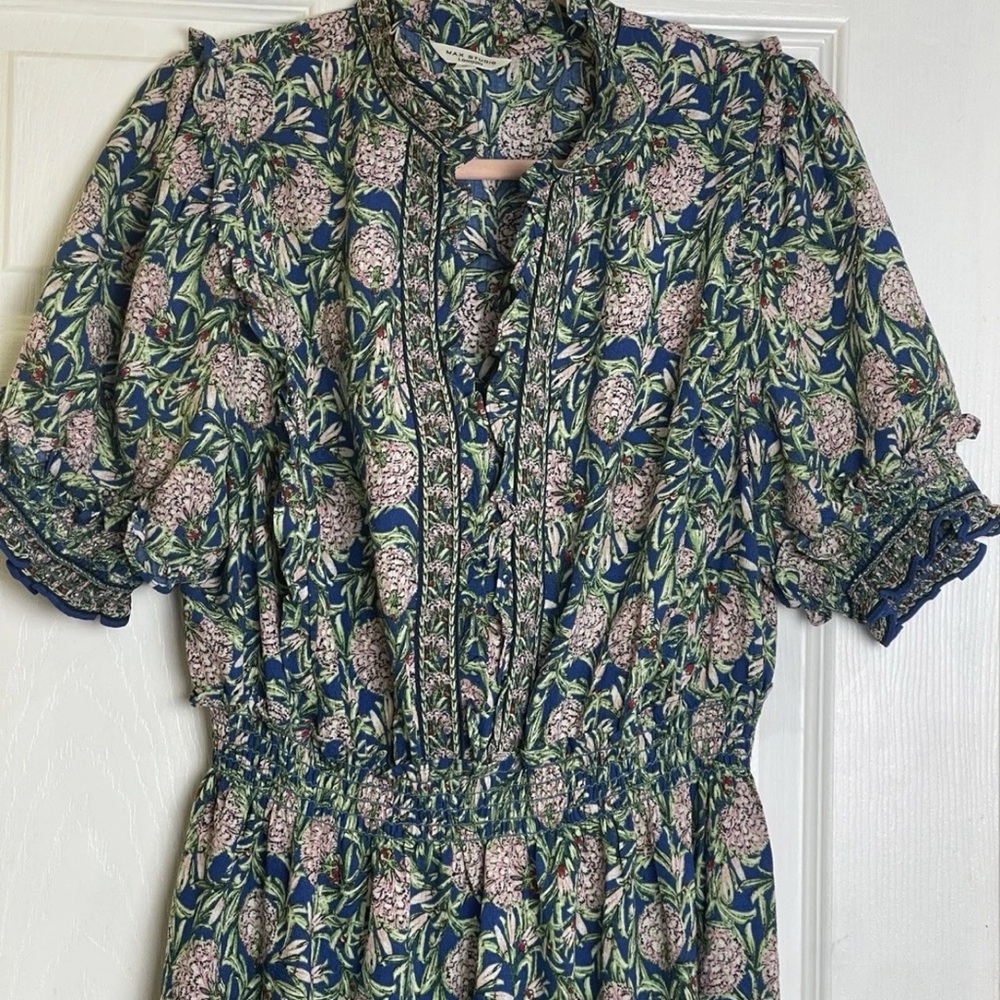 Max Studio Women’s Maxi Dress Sz 1X Ruffled V-neck Shirred waist Fits XL - Picture 3 of 14